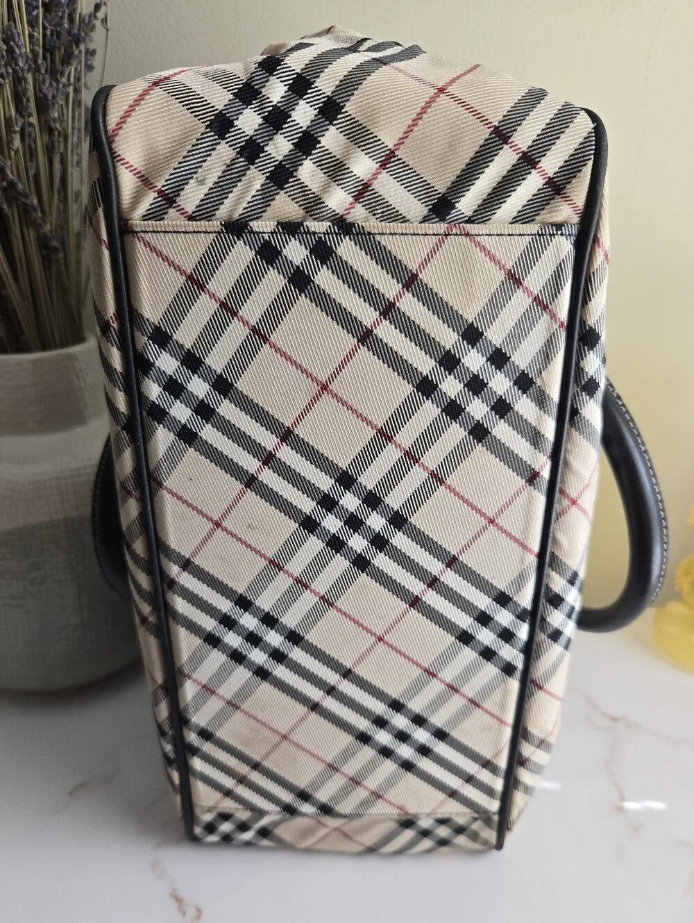 Vintage Burberry Blue Label Nova Check Canvas Japan Exclusive Satchel Bag